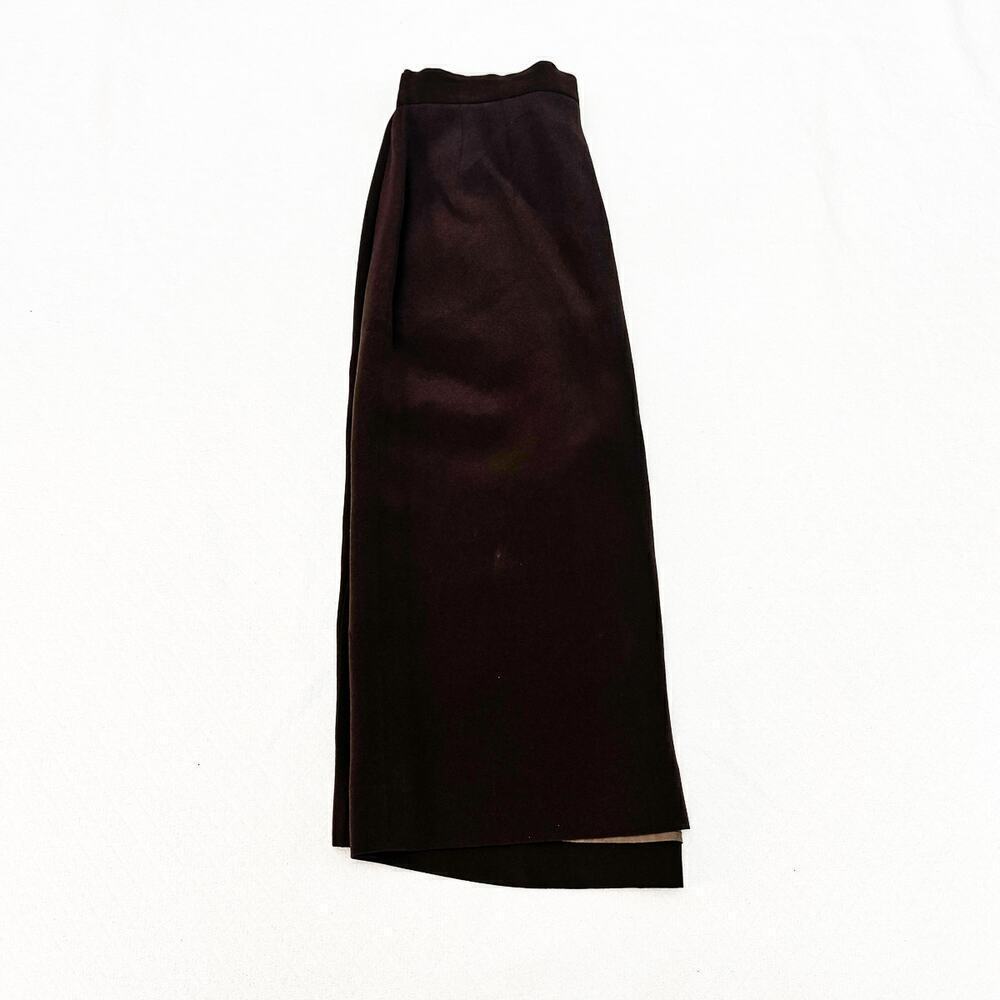 Giorgio Armani Le Collezioni Brown Pencil Skirt Back Slit Wool/Silk Size 4 - Picture 5 of 5